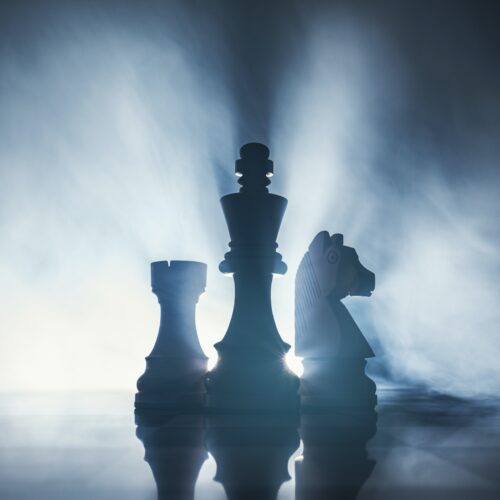 Chess pieces on the chessboard